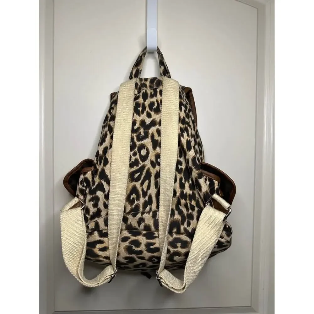 Leopard Print Sequin Full Size Backpack School Bag 17x13